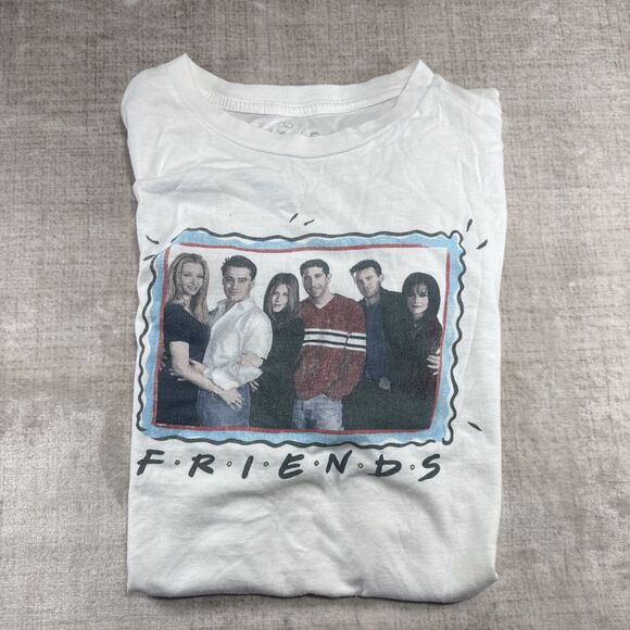 Vintage Y2K FRIENDS T-Shirt Adult L White Short Sleeve Tee TV Show - Picture 7 of 7